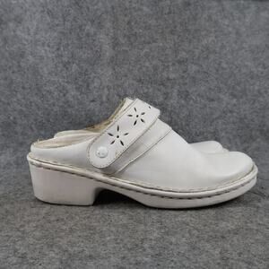 Dr Scholls Shoes Womens 5.5 Clog Slip On Leather Retro Margie White Comfort